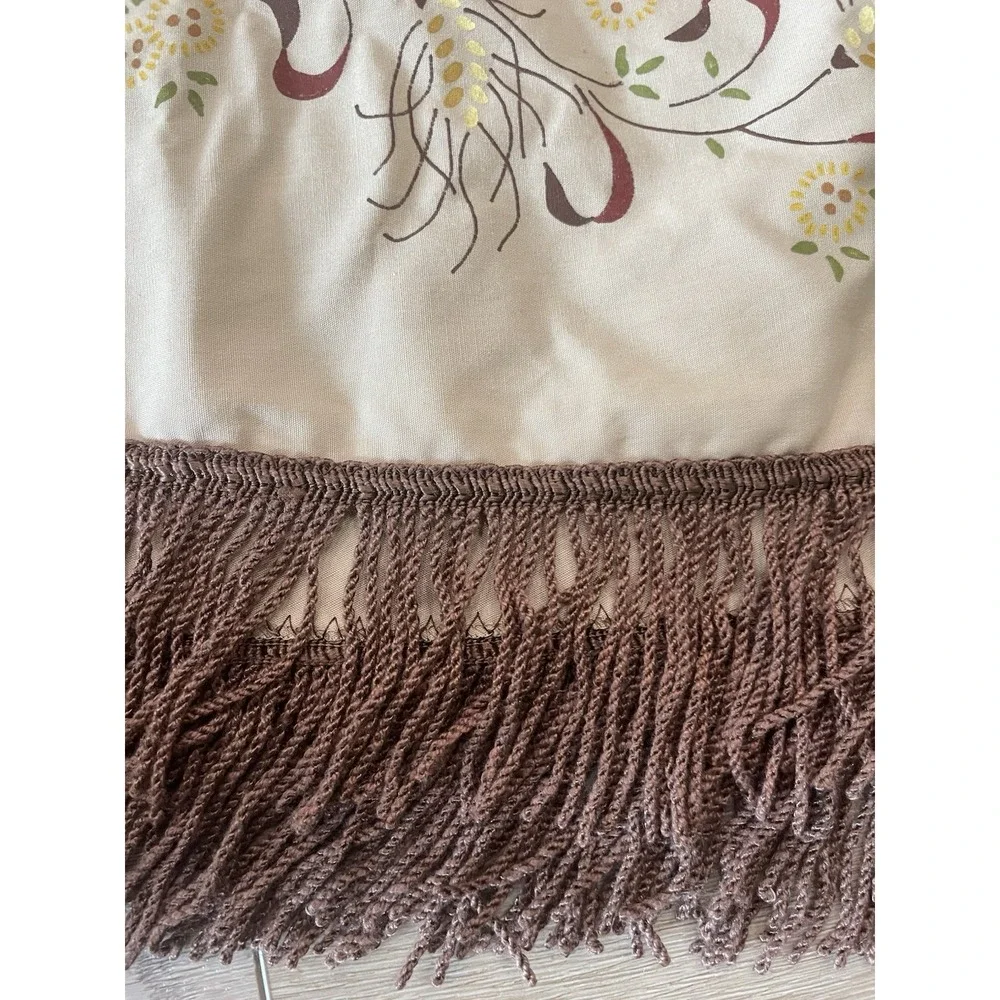 Vtg Boho Fringe Tablecloth Round 60